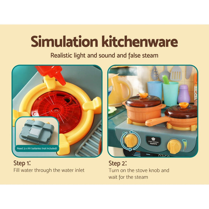 Keezi Kids Kitchen Playset Pretend Play Food Sink Cooking Utensils 73pcs - Baby & Kids > Toys