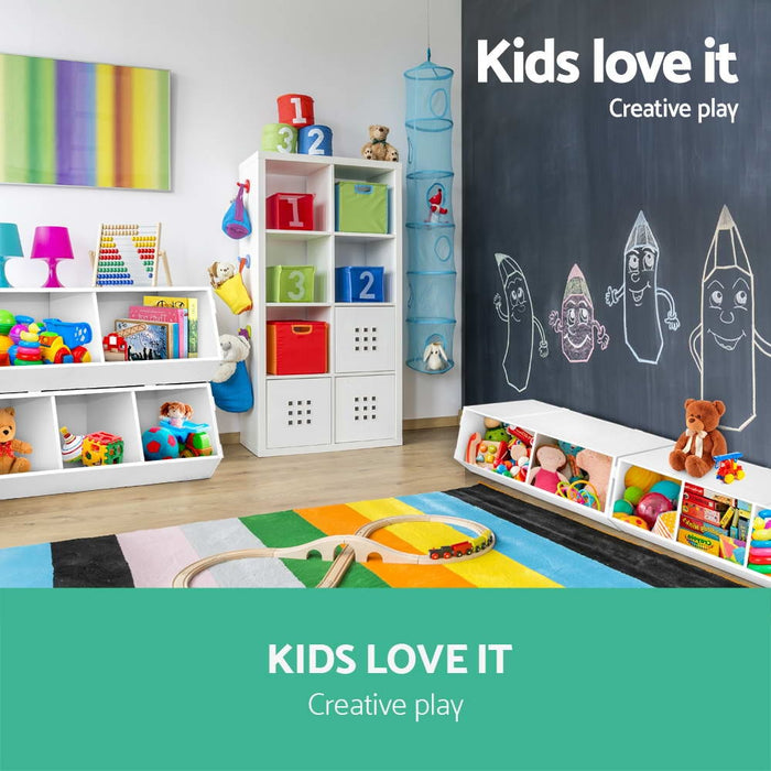 Keezi Kids Toy Box Stackable Bookshelf Storage Organiser Bookcase Shelf - Baby & Kids > Kid’s Furniture