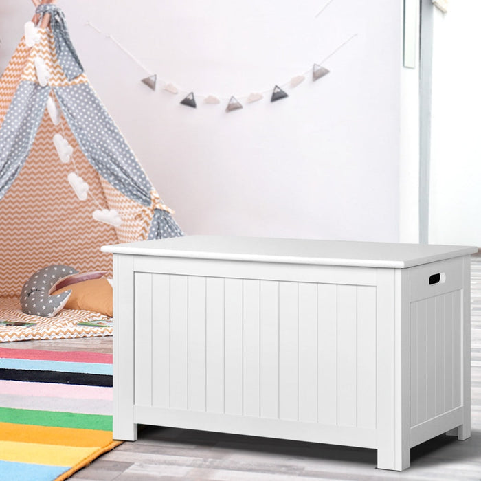 Keezi Kids Wooden Toy Chest Storage Blanket Box White Children Room Organiser - Baby & Kids > Kid’s Furniture