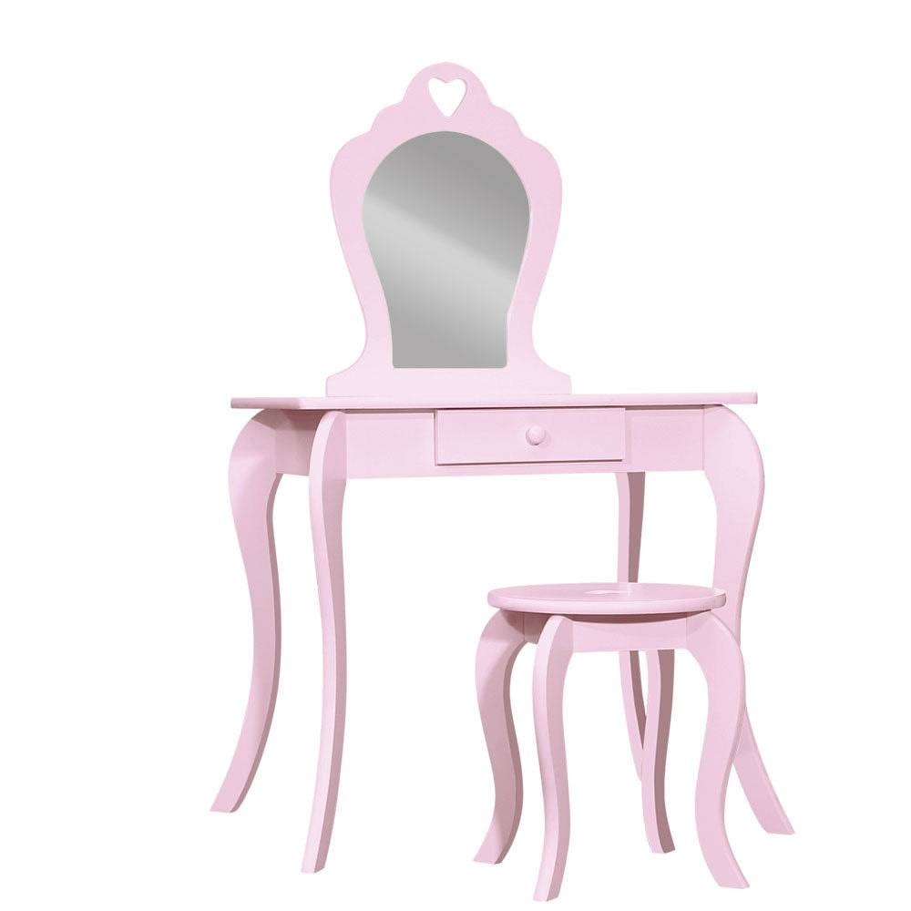 Keezi Kids Pink Vanity Table and Stool Set with Mirror — All Things For