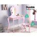 Keezi Pink Kids Vanity Dressing Table Stool Set Mirror Princess Children Makeup - Furniture > Bedroom