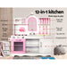 White And Pink Kids Wooden Kitchen Play Set features