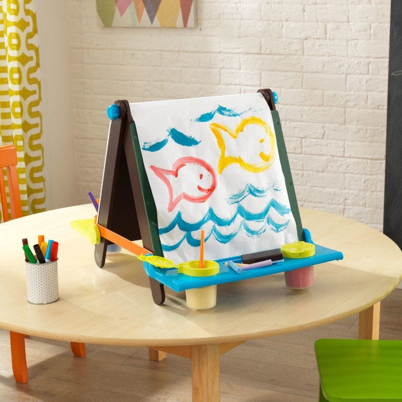 KidKraft Kids Tabletop Easel with Drawing, Blackboard and