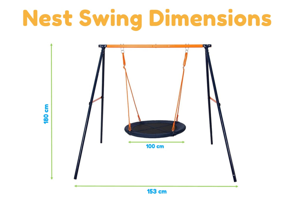 white background with the Kids Explore Nest Swing - Round Sensory Spider Swing dimension