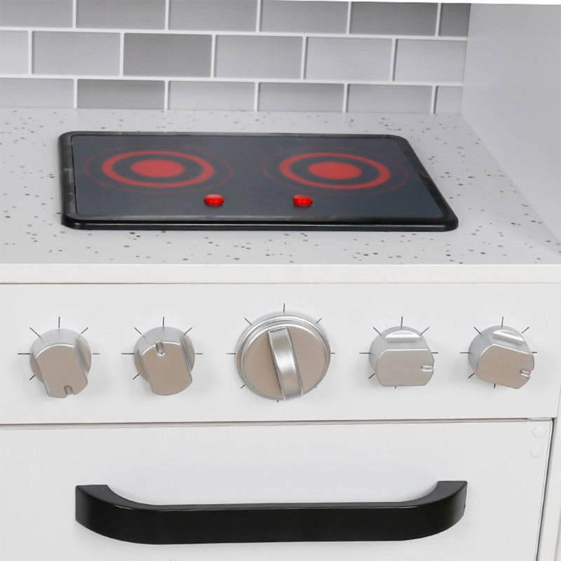 Close up image of the stove of Victoria Kids Kitchen in White
