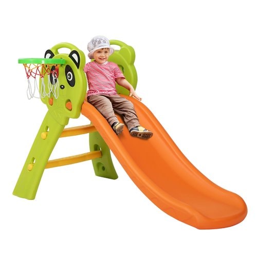 Kids Plastic Panda Slide and Basketball Hoop — All Things For Kids