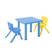 white background with the Kids Play Table - Blue with 2 chairs