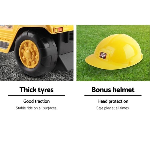 Kids Bulldozer - thick tyres and bonus helmet for head protection