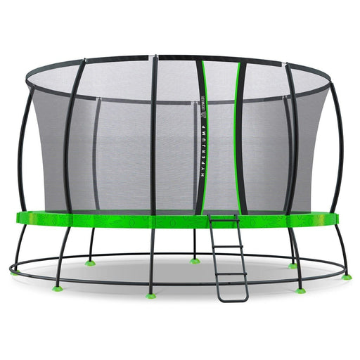 white background with the 14ft HyperJump3 Springless Trampoline