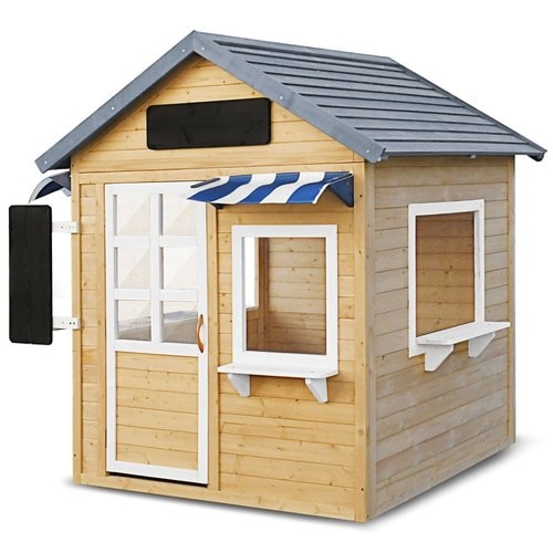 Angle front view with serving side of Aberdeen Kids Cubby House with white background