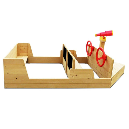 Side view image of Admiral Play Boat Sandpit with white background