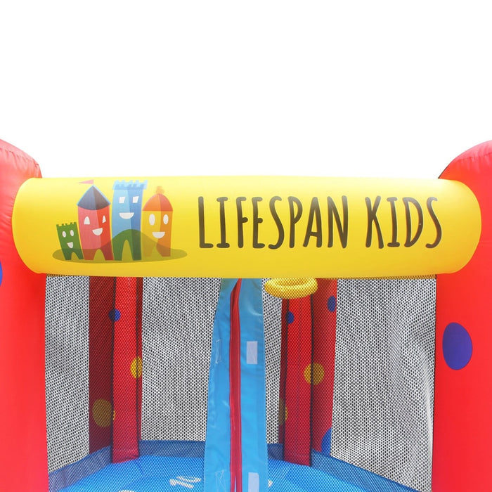 Close up image of AirZone 6 Jumping Bouncer inflatable trampoline Lifespan Kids logo and white background