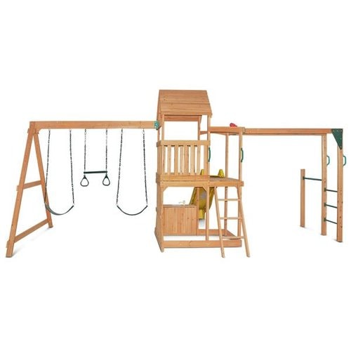 Back view image of Coburg Lake Swing And Play Set in white background