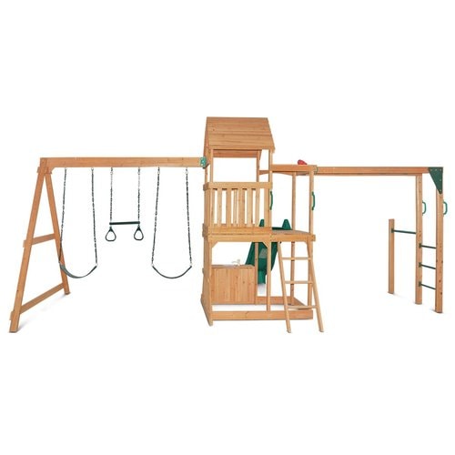 Full back view image of Coburg Lake Swing And Play Set in white background