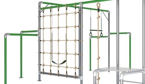 Close up image of climbing net and rope of Junior Jungle Safari Outdoor Playset with white background