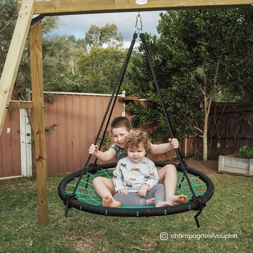 Oakley Swing Set 1.2 Meter - two toddlers enjoying the swing