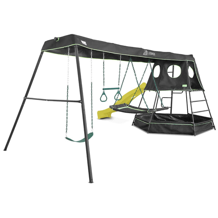 Lifespan Kids Pallas Play Tower Swing Set with Ball or Sandpit and Wavy Slide - Outdoor Play Equipment