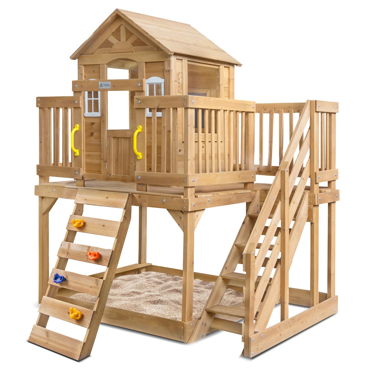 Lifespan Kids Silverton Wooden Cubby House with Sandpit Slide OR Rock Climbing Wall - Lifespan Kids Silverton Wooden Cubby House with Rock