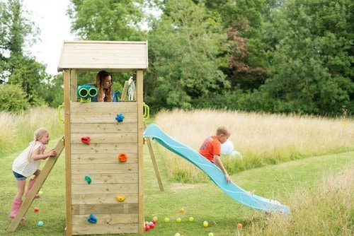 Lookout Tower Swings And Monkey Bars toddlers playing and swinging