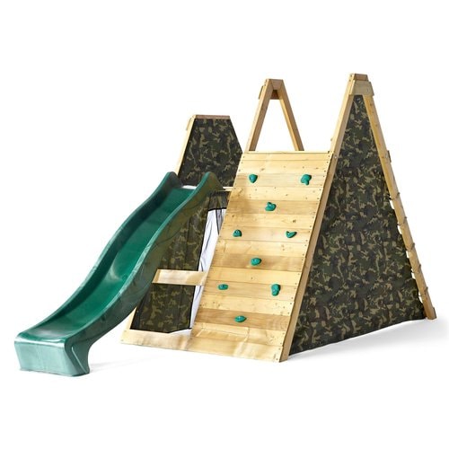 Plum Play Kids Climbing Pyramid with Slide Rock Climbing and Fort - Swing Sets