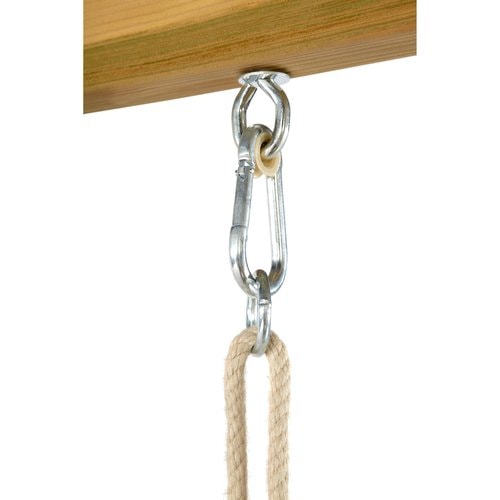 Close up image  of swing rope and hook of Plum Lookout Tower Climbing Centre in white background