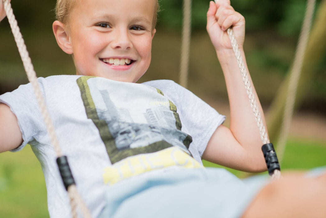 Meerkat Wooden Swing - kids swinging happily