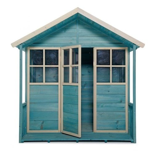 Plum Cubby House in Teal front view