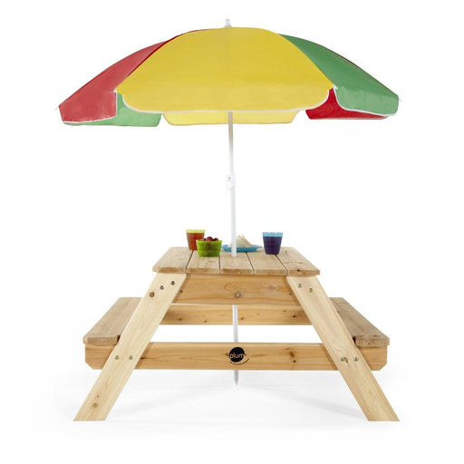 Side view image of Picnic Table With Umbrella in white background