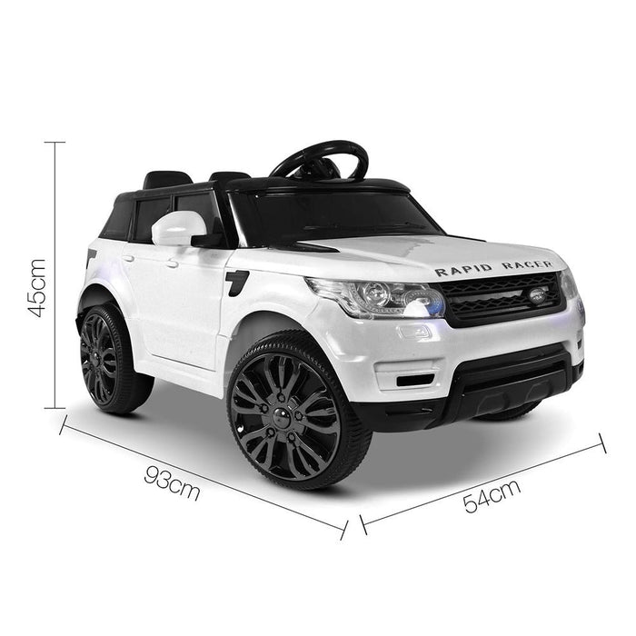 Full image of Range Rover Kids Car with dimensions in white background