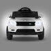 Full front image of Range Rover Kids Car with striking headlights in white background