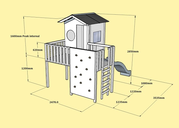The Adventurer Cubby House - full dimensions